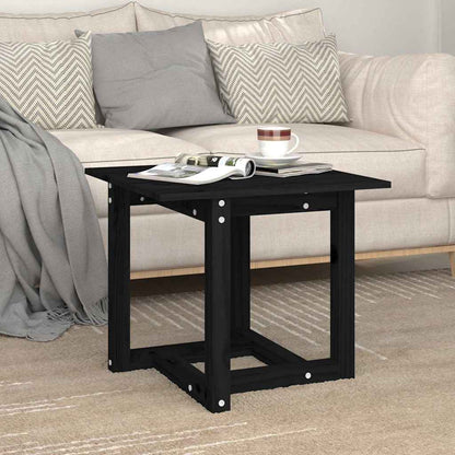 Tavolino da Salotto Nero 50x50x45 cm Legno Massello di Pino
