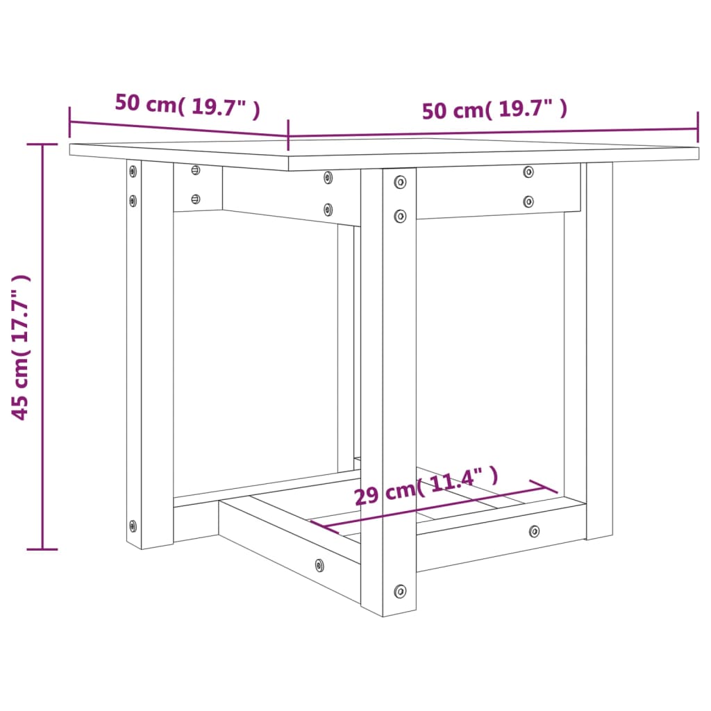 Tavolino da Salotto Nero 50x50x45 cm Legno Massello di Pino | homemem39