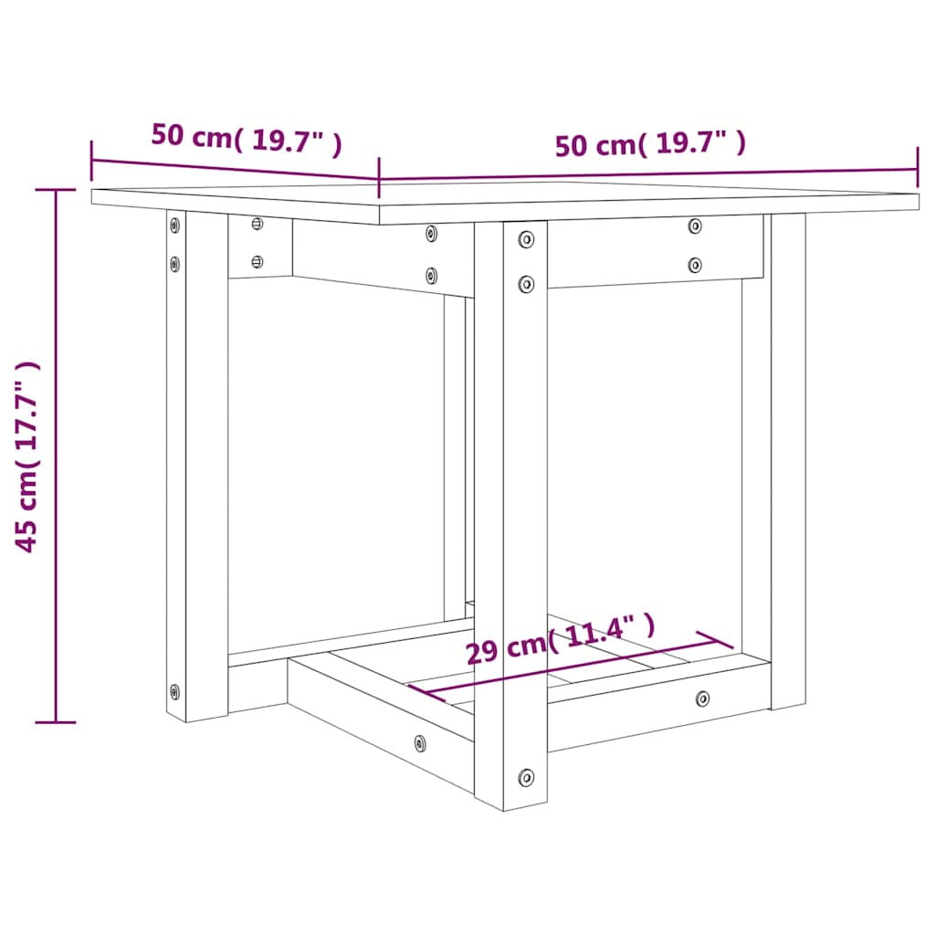 Tavolino da Salotto Nero 50x50x45 cm Legno Massello di Pino