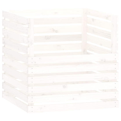 Compostiera Bianca 80x80x78 cm in Legno Massello di Pino