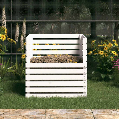 Compostiera Bianca 80x80x78 cm in Legno Massello di Pino