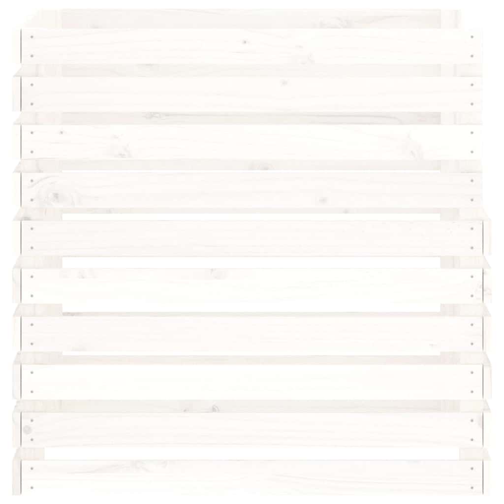 Compostiera Bianca 80x80x78 cm in Legno Massello di Pino