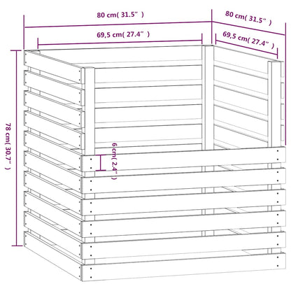 Compostiera Bianca 80x80x78 cm in Legno Massello di Pino