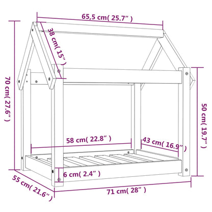 Cuccia per Cani 71x55x70 cm in Legno Massello di Pino - homemem39