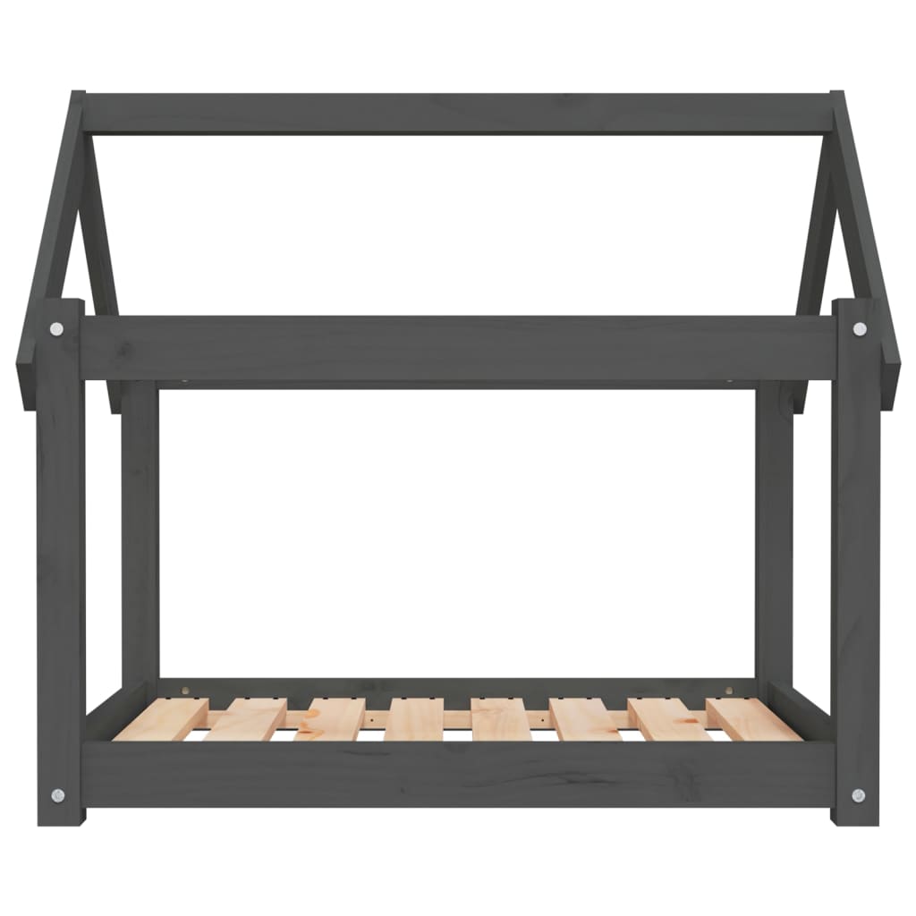 Cuccia per Cani Grigia 81x60x70 cm in Legno Massello di Pino - homemem39