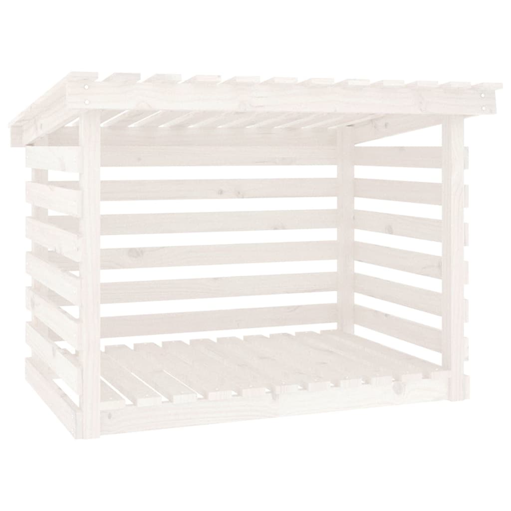 Portalegna Bianco 108x73x79 cm in Legno Massello di Pino - homemem39