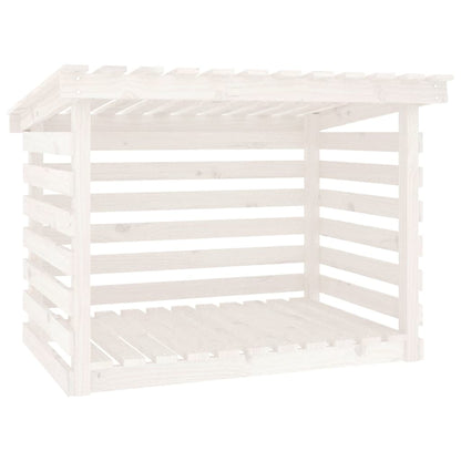 Portalegna Bianco 108x73x79 cm in Legno Massello di Pino - homemem39