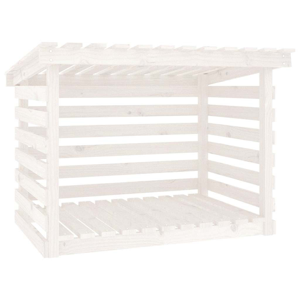 Portalegna Bianco 108x73x79 cm in Legno Massello di Pino