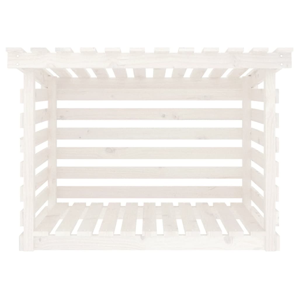 Portalegna Bianco 108x73x79 cm in Legno Massello di Pino - homemem39