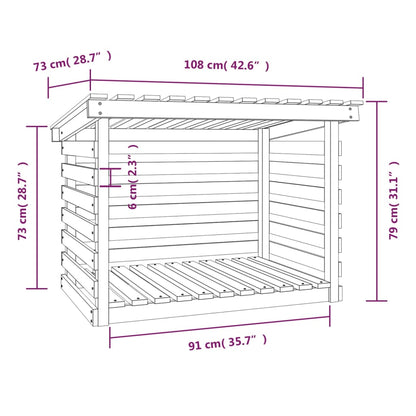 Portalegna Bianco 108x73x79 cm in Legno Massello di Pino - homemem39