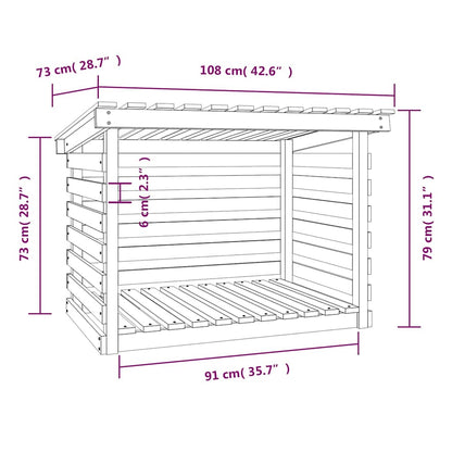 Portalegna Bianco 108x73x79 cm in Legno Massello di Pino