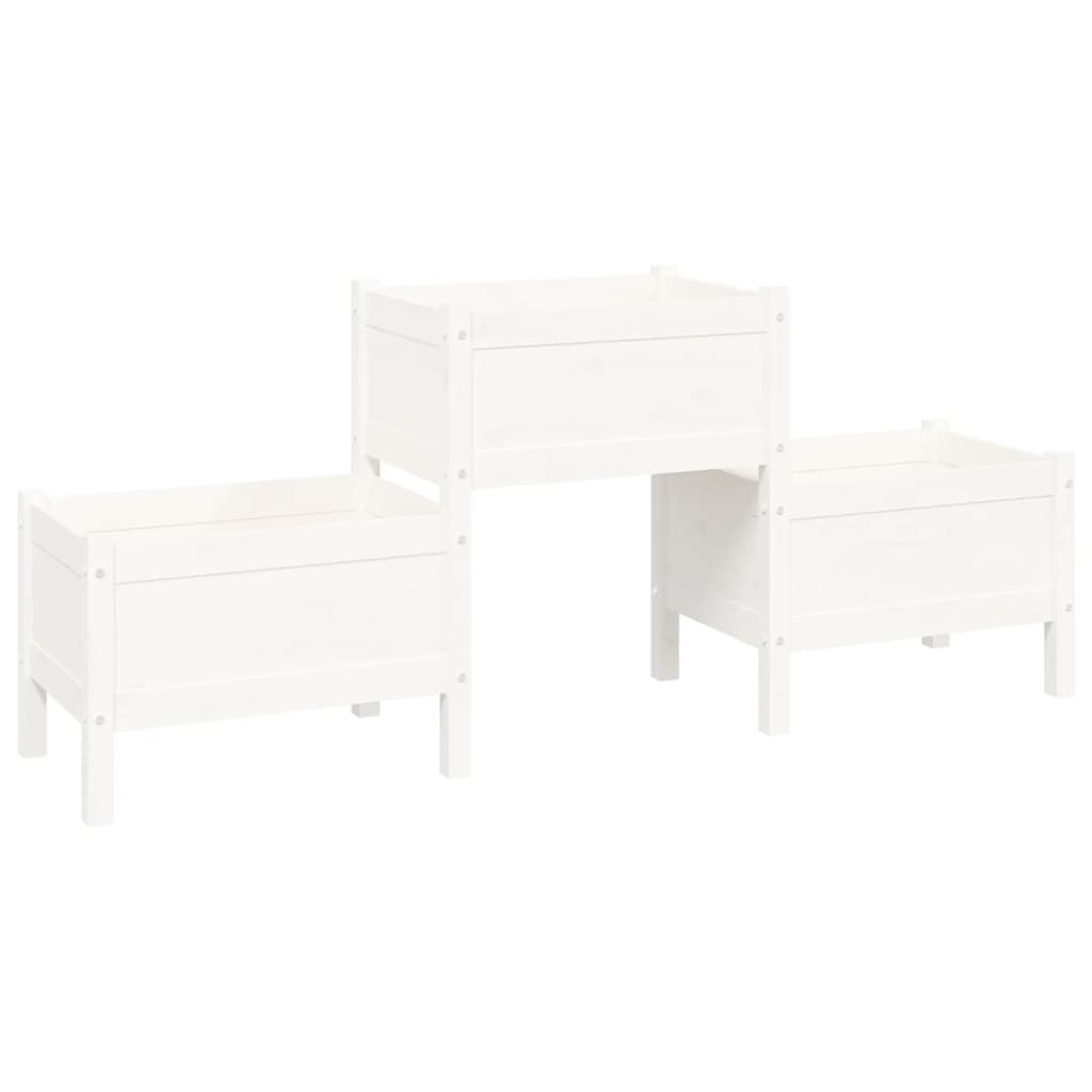 Fioriera Bianca 178,5x44x75 cm in Legno Massello di Pino | homemem39