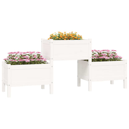 Fioriera Bianca 178,5x44x75 cm in Legno Massello di Pino | homemem39