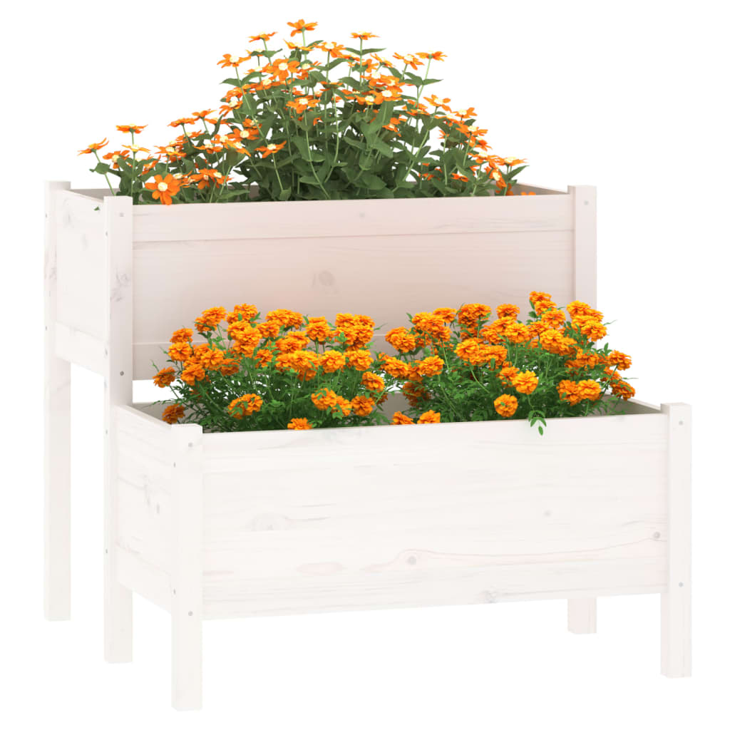 Fioriera Bianca 84,5x84x75 cm in Legno Massello di Pino | homemem39