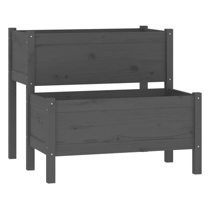 Fioriera Grigia 84,5x84x75 cm in Legno Massello di Pino - homemem39