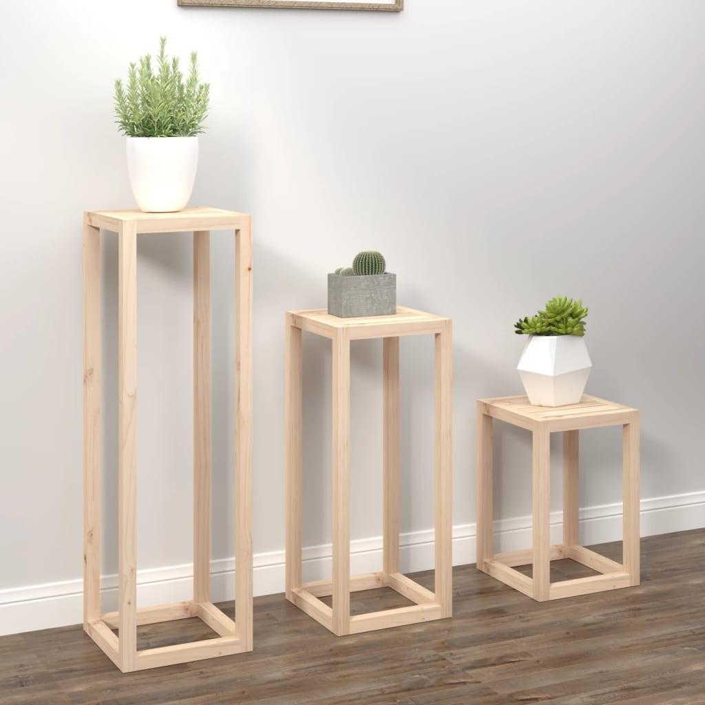 Set Supporti per Piante 3 pz in Legno Massello di Pino | homemem39