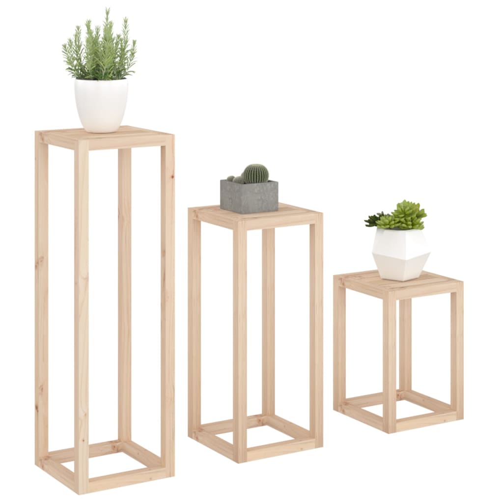 Set Supporti per Piante 3 pz in Legno Massello di Pino | homemem39