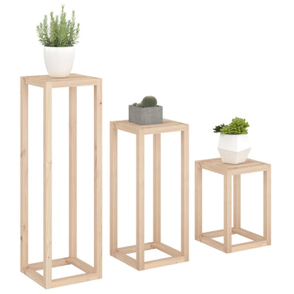 Set Supporti per Piante 3 pz in Legno Massello di Pino | homemem39