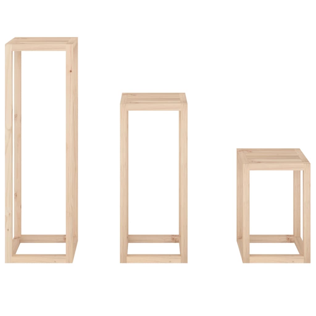 Set Supporti per Piante 3 pz in Legno Massello di Pino - homemem39