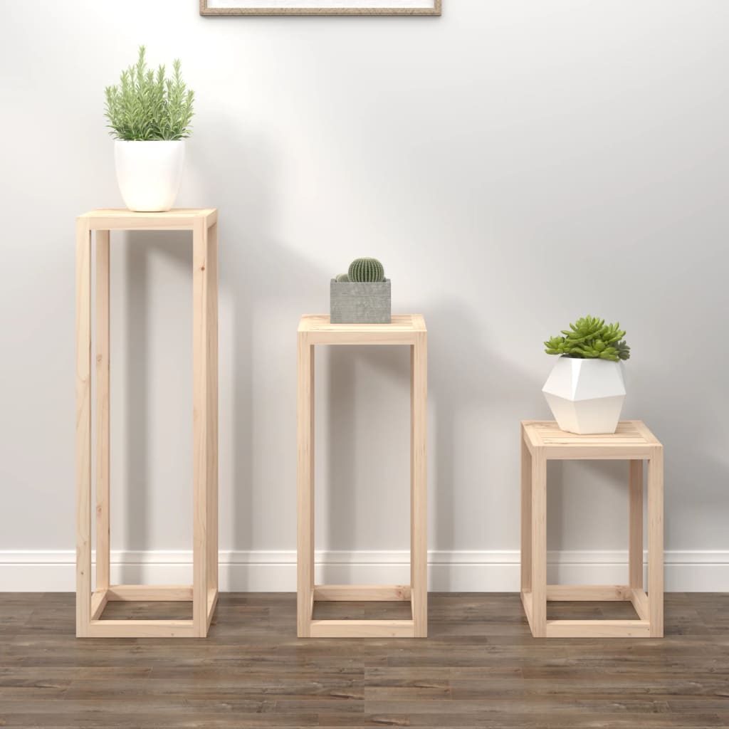 Set Supporti per Piante 3 pz in Legno Massello di Pino | homemem39