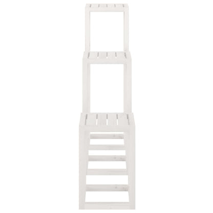 Set Supporti per Piante 3 pz Bianco in Legno Massello di Pino - homemem39