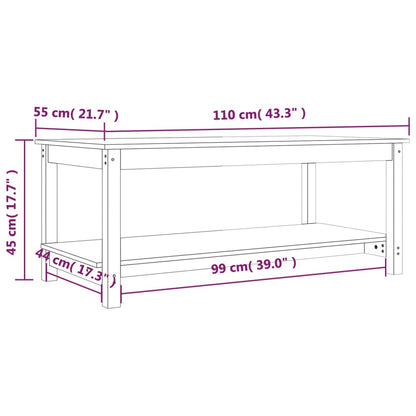 Tavolino da Salotto 110x55x45 cm Legno Massello di Pino