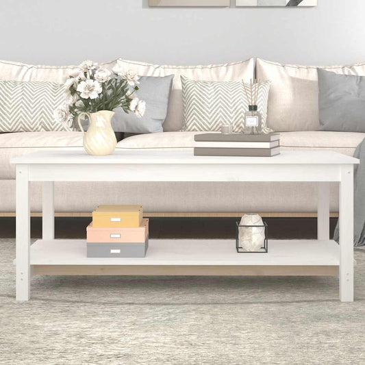Tavolino da Salotto Bianco 110x55x45 cm Legno Massello di Pino | homemem39