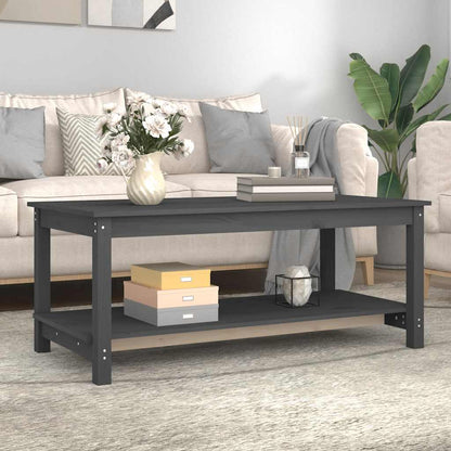 Tavolino da Salotto Grigio 110x55x45 cm Legno Massello di Pino | homemem39