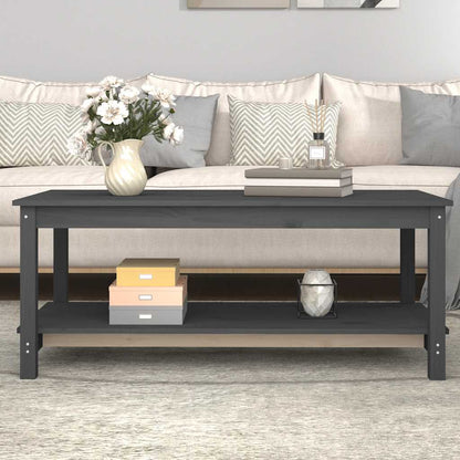 Tavolino da Salotto Grigio 110x55x45 cm Legno Massello di Pino | homemem39