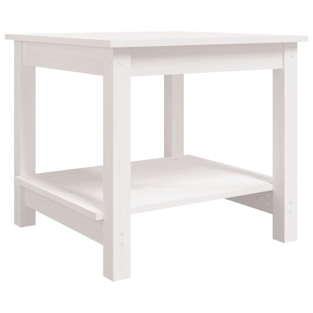 Tavolino da Salotto Bianco 50x50x45 cm Legno Massello di Pino | homemem39