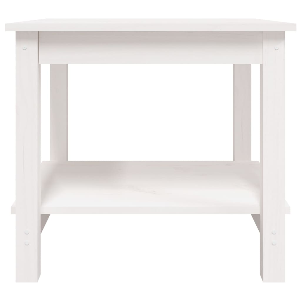 Tavolino da Salotto Bianco 50x50x45 cm Legno Massello di Pino | homemem39