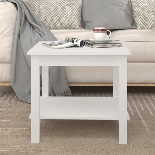 Tavolino da Salotto Bianco 50x50x45 cm Legno Massello di Pino | homemem39
