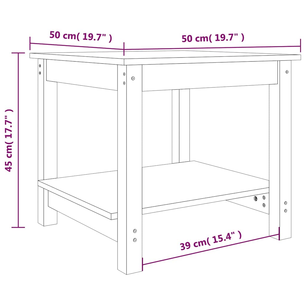Tavolino da Salotto Nero 50x50x45 cm Legno Massello di Pino | homemem39