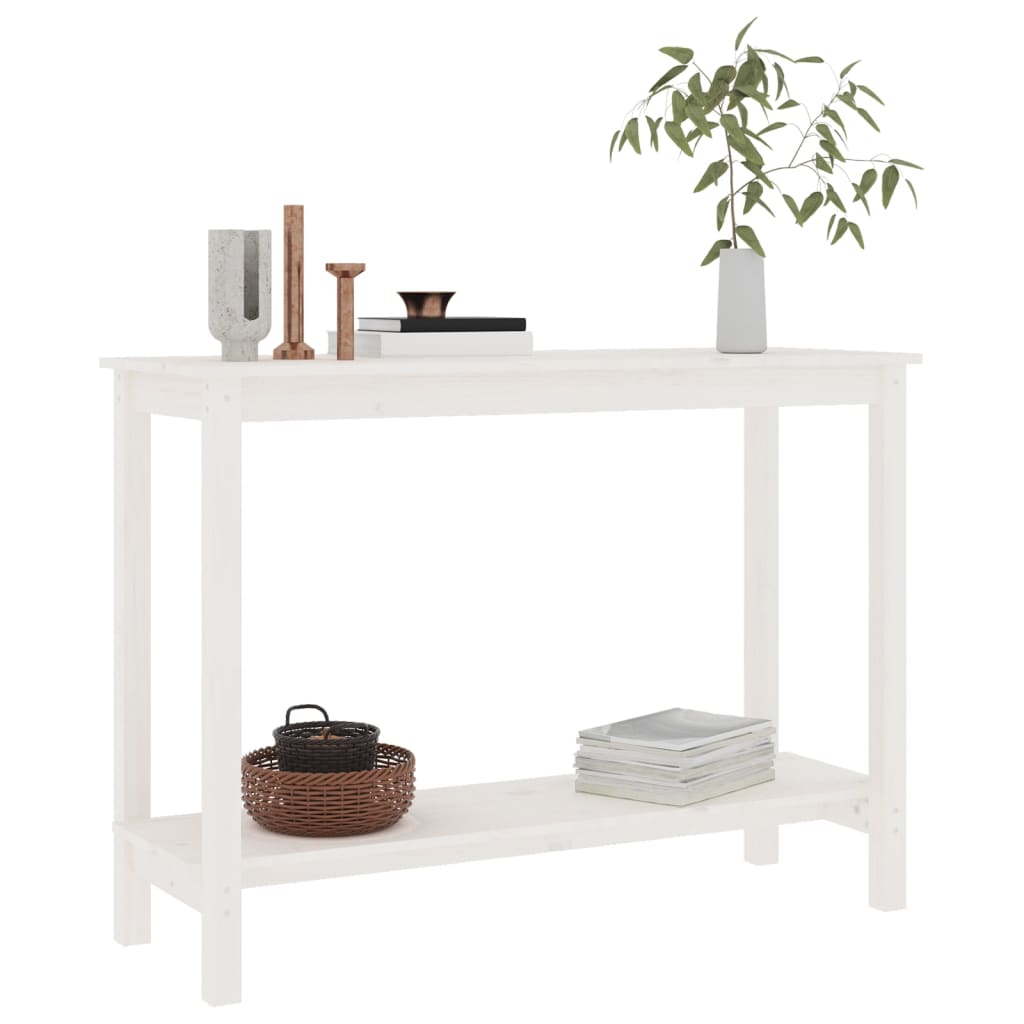 Tavolo Consolle Bianco 110x40x80 cm in Legno Massello di Pino | homemem39