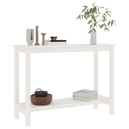 Tavolo Consolle Bianco 110x40x80 cm in Legno Massello di Pino | homemem39
