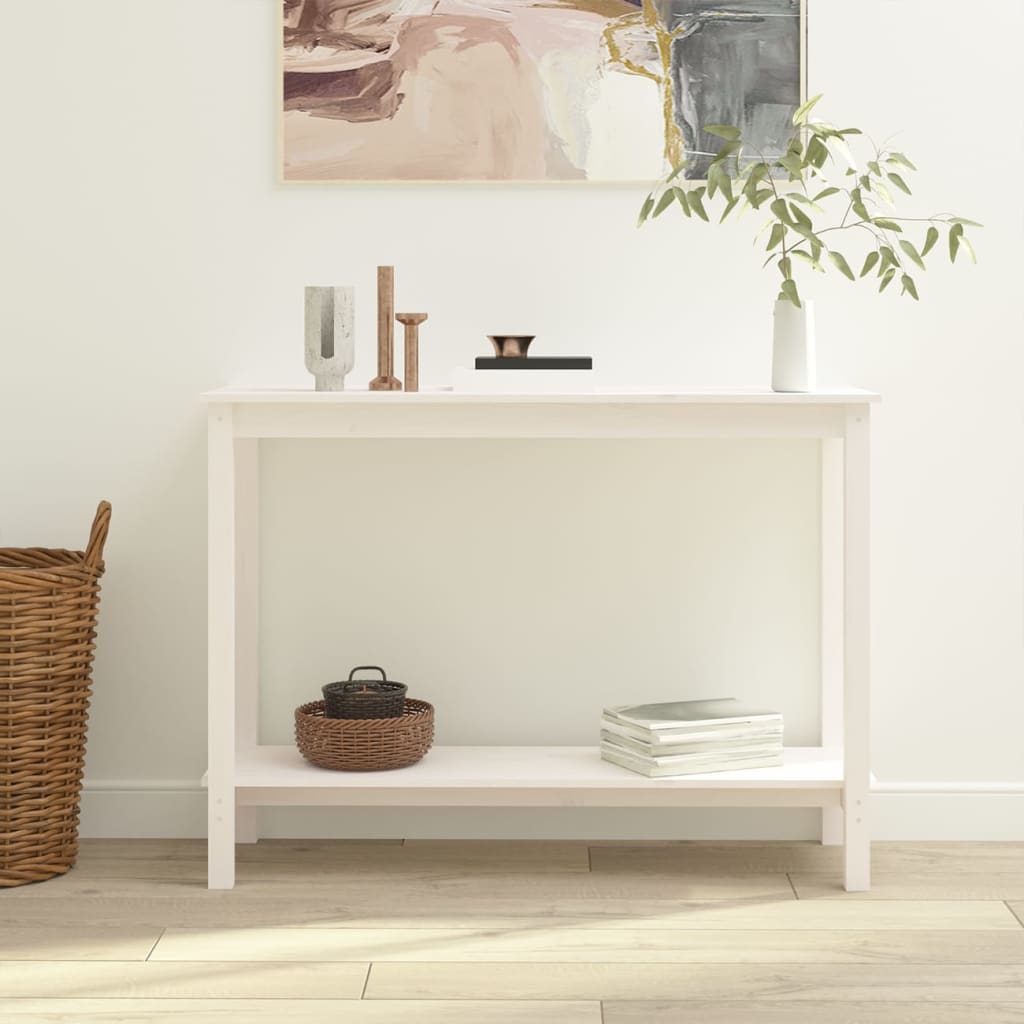 Tavolo Consolle Bianco 110x40x80 cm in Legno Massello di Pino | homemem39