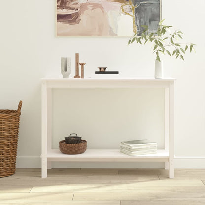 Tavolo Consolle Bianco 110x40x80 cm in Legno Massello di Pino | homemem39