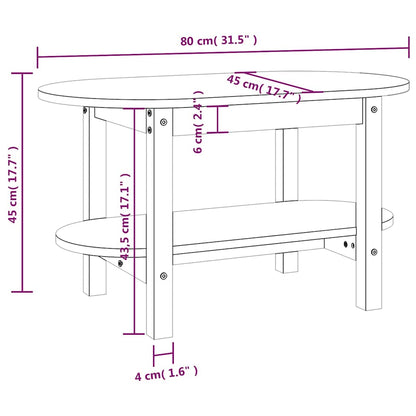 Tavolino da Salotto Grigio 80x45x45cm in Legno Massello di Pino