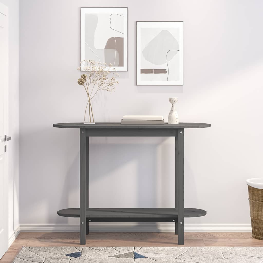 Tavolo Consolle Grigio 110x40x80 cm in Legno Massello di Pino