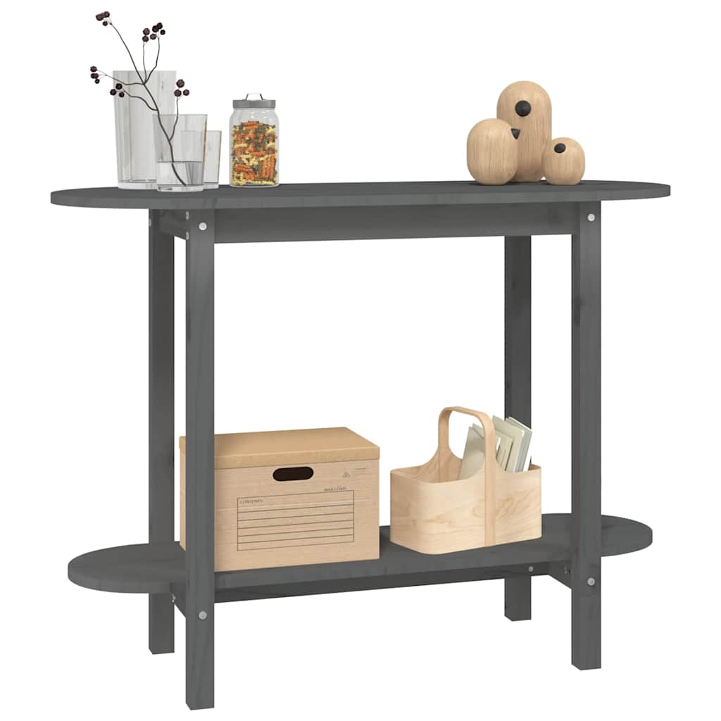 Tavolo Consolle Grigio 110x40x80 cm in Legno Massello di Pino
