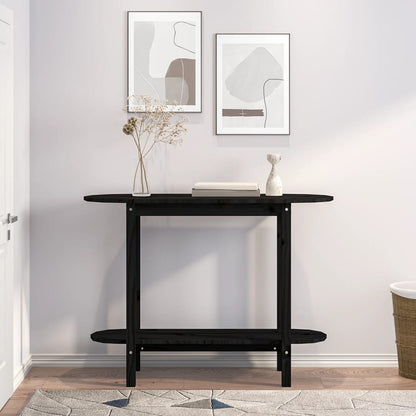 Tavolo Consolle Nero 110x40x80 cm in Legno Massello di Pino