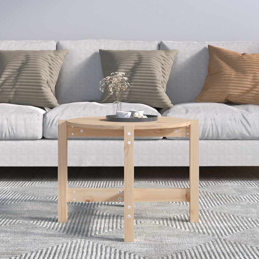 Tavolino da Salotto Ø 62,5x45 cm in Legno Massello di Pino