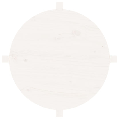 Tavolino da Salotto Bianco Ø 62,5x45 cm Legno Massello di Pino