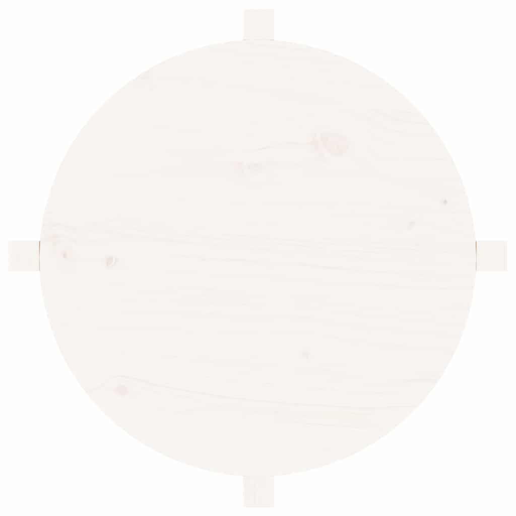 Tavolino da Salotto Bianco Ø 62,5x45 cm Legno Massello di Pino