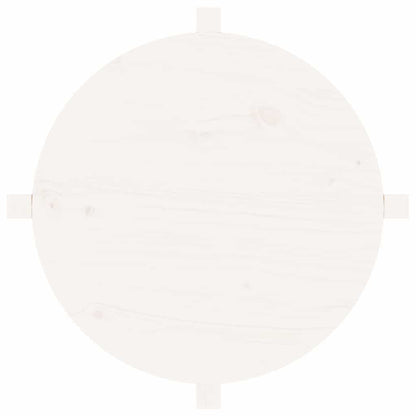 Tavolino da Salotto Bianco Ø 62,5x45 cm Legno Massello di Pino