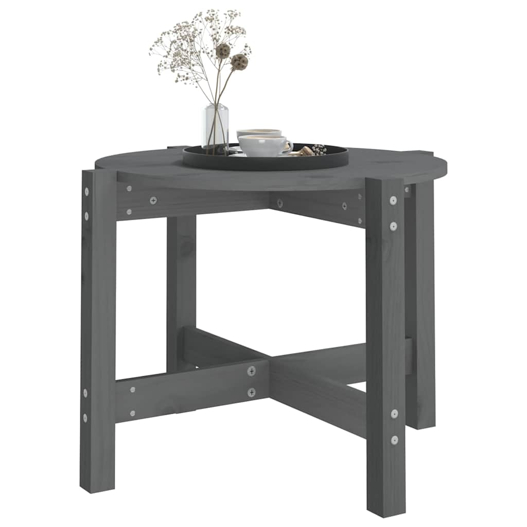 Tavolino da Salotto Grigio Ø 62,5x45 cm Legno Massello di Pino