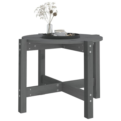 Tavolino da Salotto Grigio Ø 62,5x45 cm Legno Massello di Pino
