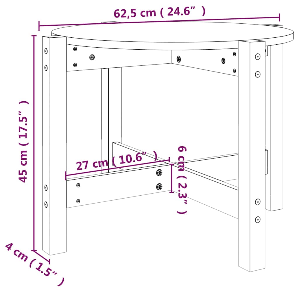 Tavolino da Salotto Grigio Ø 62,5x45 cm Legno Massello di Pino