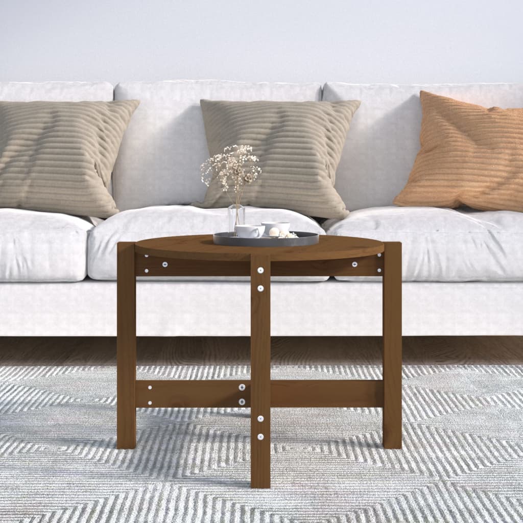 Tavolino da Salotto Ambra Ø 62,5x45cm in Legno Massello di Pino | homemem39