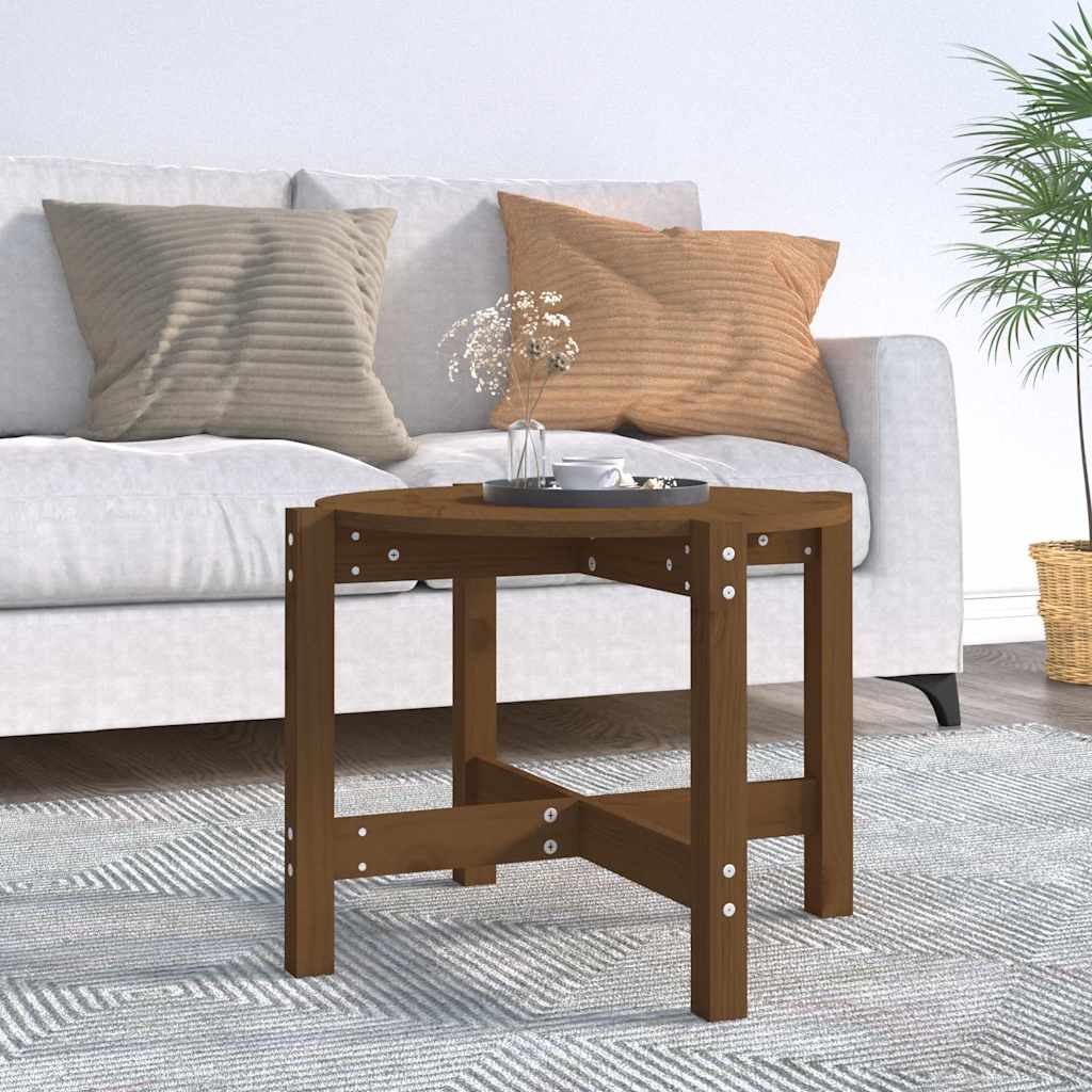 Tavolino da Salotto Ambra Ø 62,5x45cm in Legno Massello di Pino